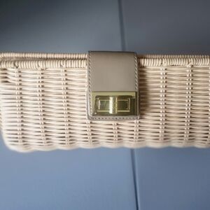 J. Crew Cream Woven Clutch with Gold Clasp